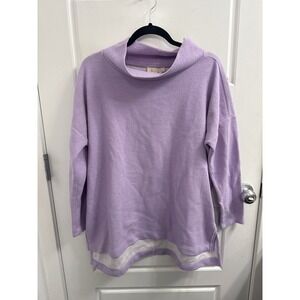 Anthropologie Lavender Ribbed Funnel Neck Tunic Sweater Purple Long Sleeve Med